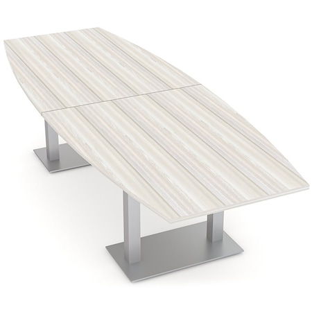 Skutchi Designs Boat Shaped 10 Person Conference Room Table, 46" W, 10 ft L, 29" H, Sea Salt HAR-BOT-46X119-DOU-XD1026